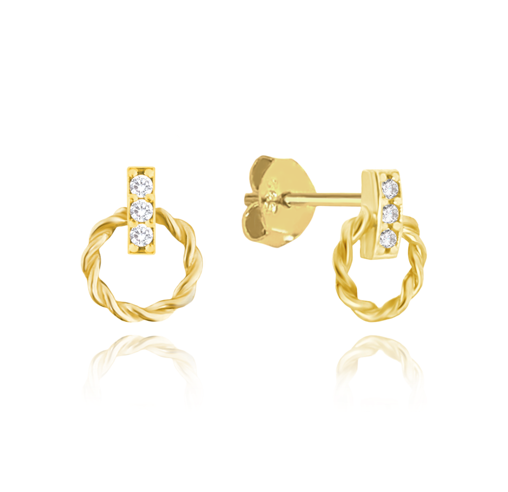 MINET Zlaté náušnice s bílými zirkony Au 585/1000 0,95 g JMG0026WGE00