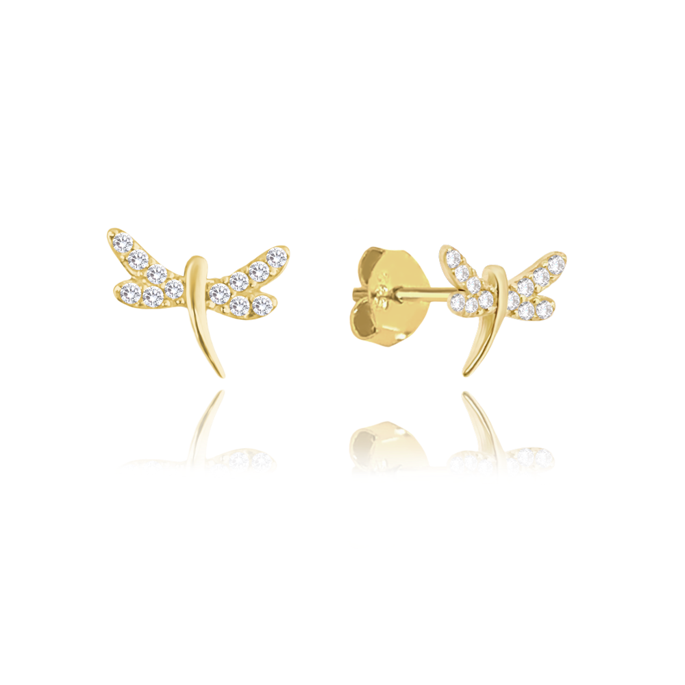 MINET Zlaté náušnice vážky s bílými zirkony Au 585/1000 0,90 g JMG0015WGE00
