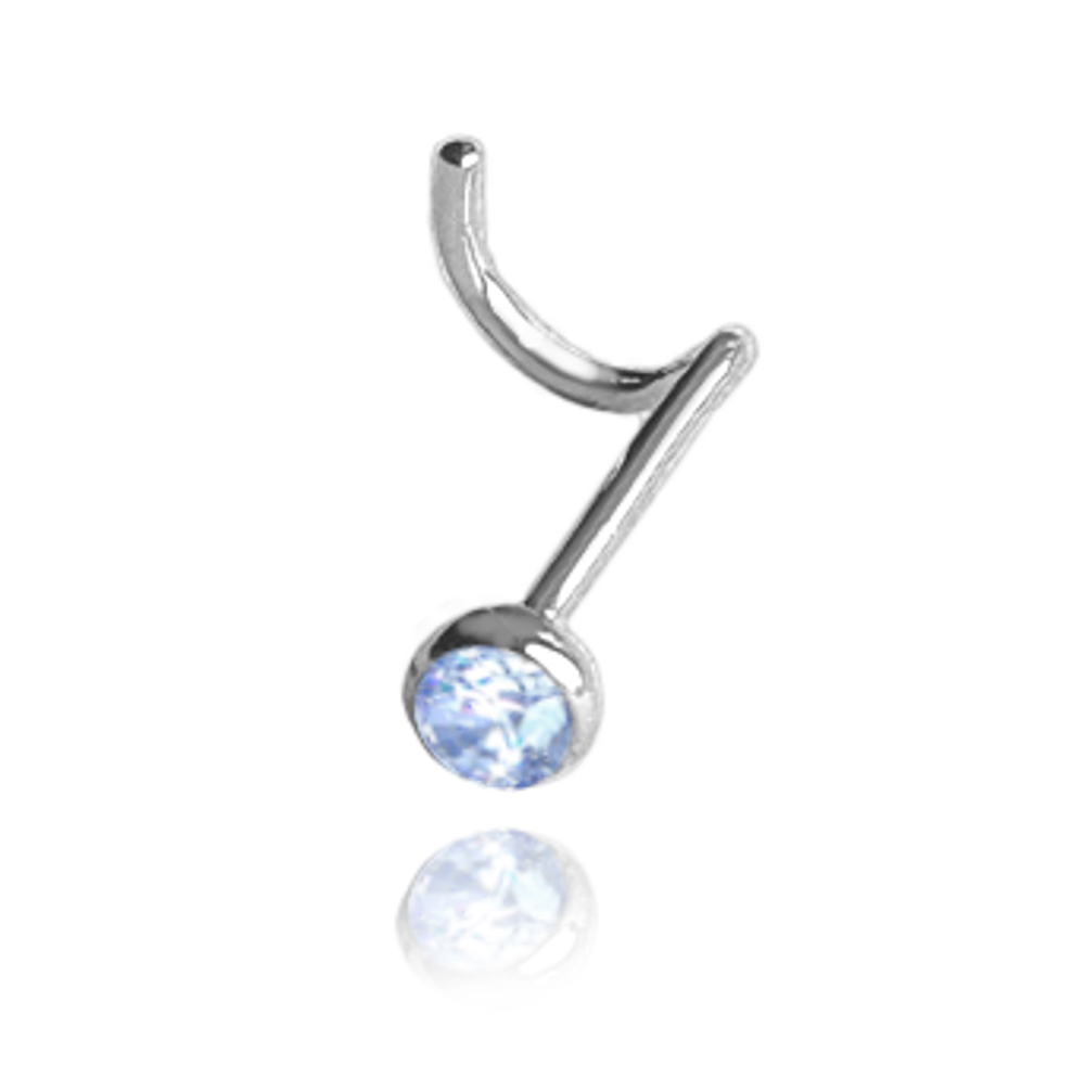 MINET Stříbrný piercing do nosu s modrým zirkonem JMAN0406AE00
