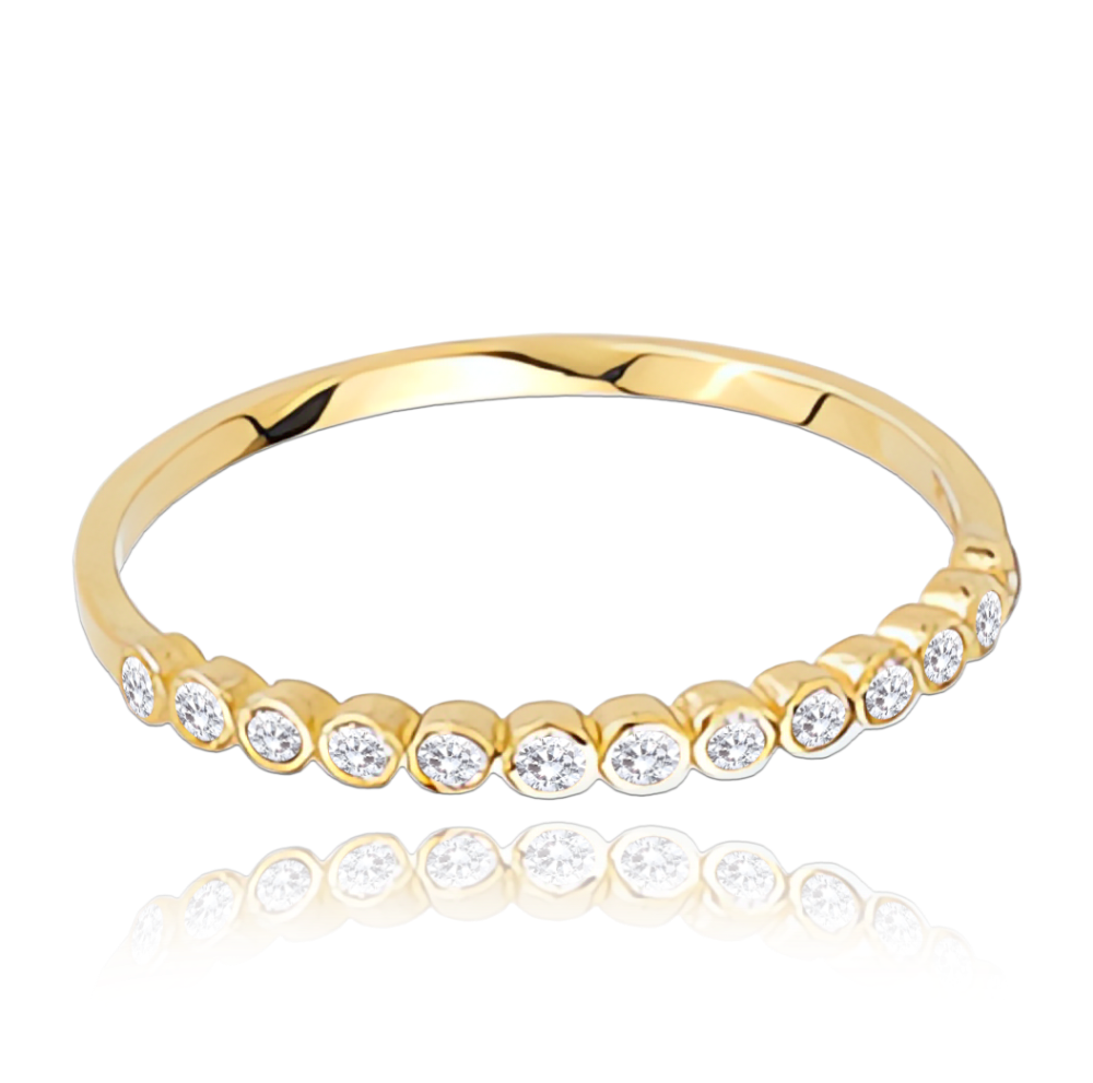 MINET Zlatý prsten s bílými zirkony Au 585/1000 vel. 54 - 0,90g JMG0033WGR54
