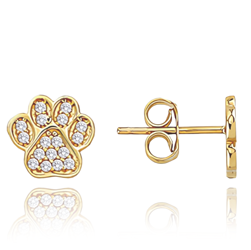 MINET Zlaté náušnice tlapky s bílými zirkony Au 585/1000 1,30g JMG0070WGE00