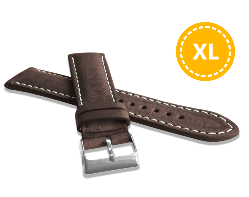 LAVVU XL Prodloužený přírodně barvený tmavě hnědý řemínek NATURE z kůže Top Grain - 24 XL LSRXC24