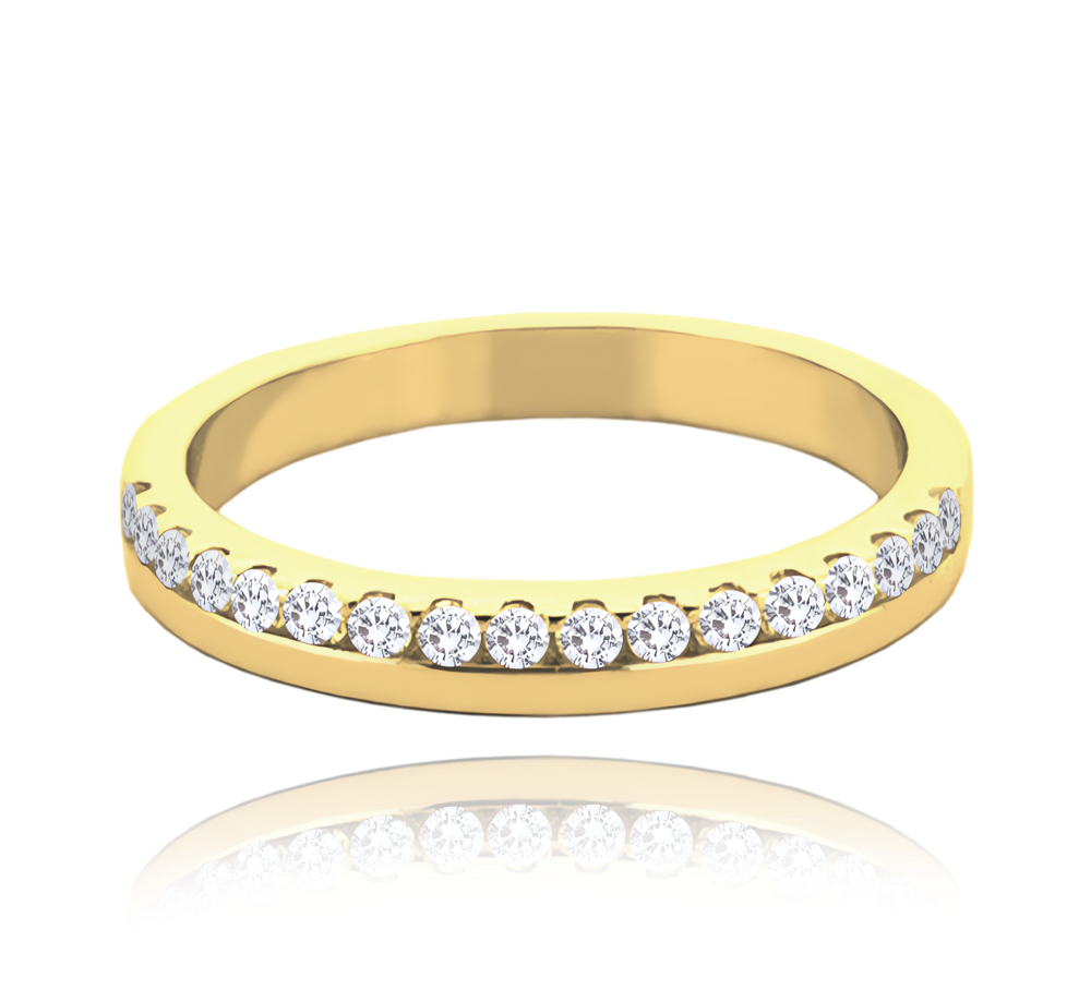 MINET+ Pozlacený stříbrný snubní prsten s bílými zirkony vel. 60 JMAN0444GR60