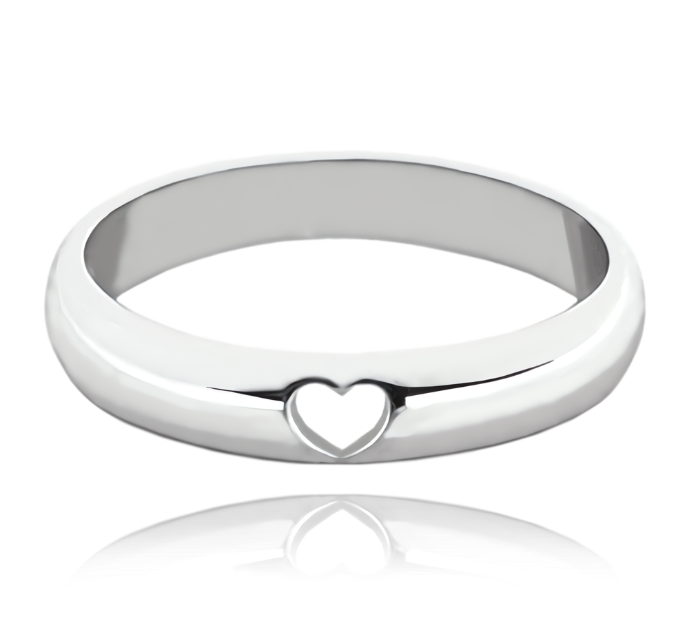 MINET+ Stříbrný snubní prsten se srdíčkem a bílými zirkony vel. 55 JMAN0445SR55