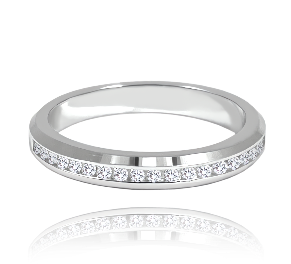 MINET+ Stříbrný snubní prsten s bílými zirkony vel. 49 JMAN0450SR49