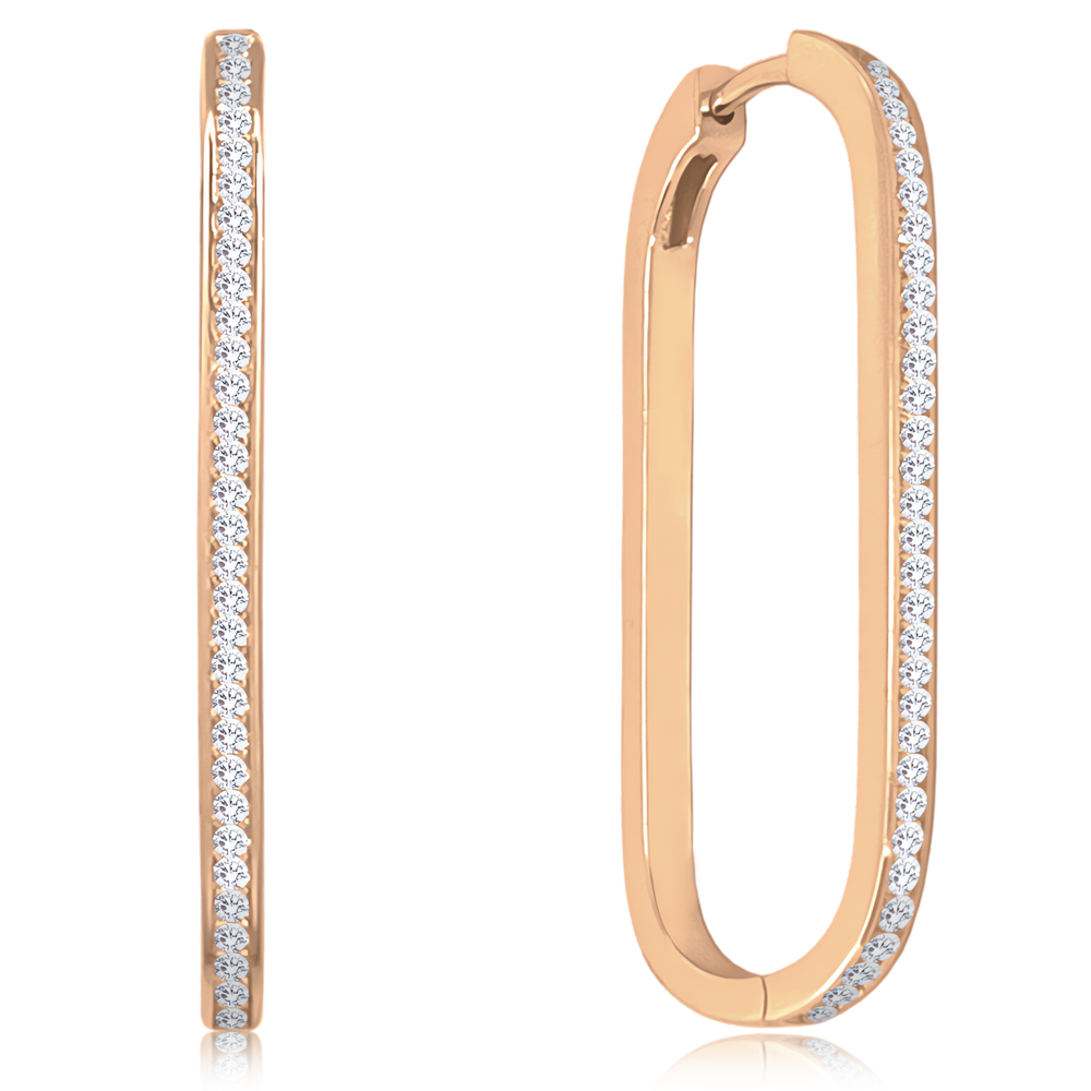 MINET Rose gold stříbrné náušnice v italském stylu s bílými zirkony JMAS0177RE02