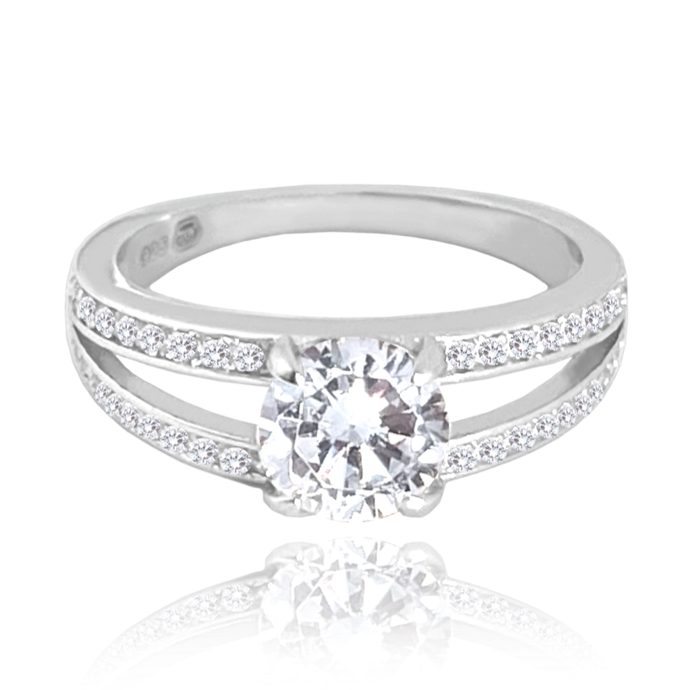 MINET Elegantní stříbrný prsten s bílými zirkony vel. 62 JMAN0416SR62