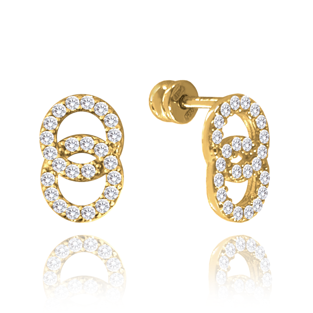 MINET Zlaté náušnice na šroubek s bílými zirkony Au 585/1000 1,45g JMG0077WGE00