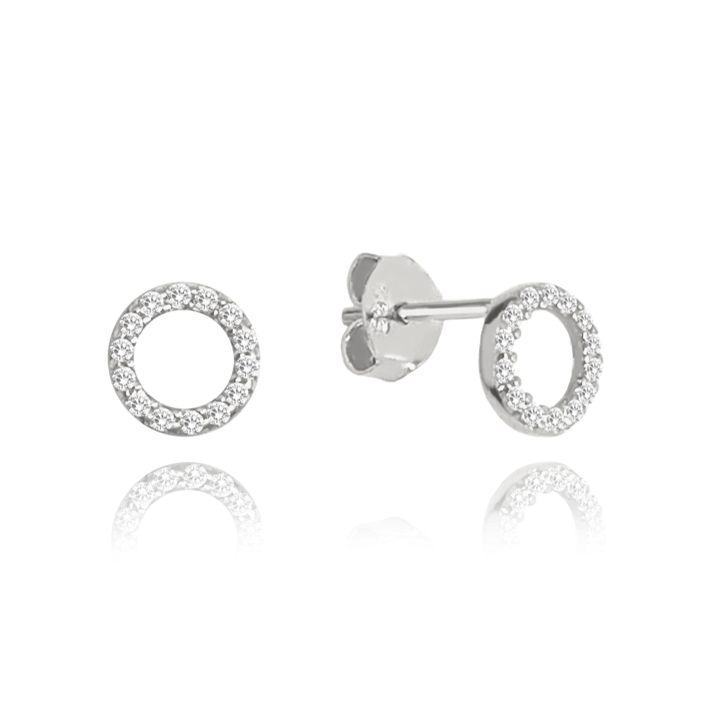 MINET Náušnice z bílého zlata kroužky s bílými zirkony Au 585/1000 0,80 g JMG0014WSE06