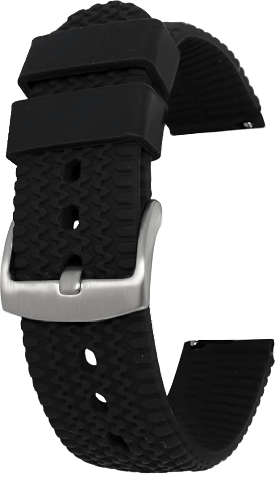 LAVVU Černý strukturovaný silikonový řemínek na hodinky - 20