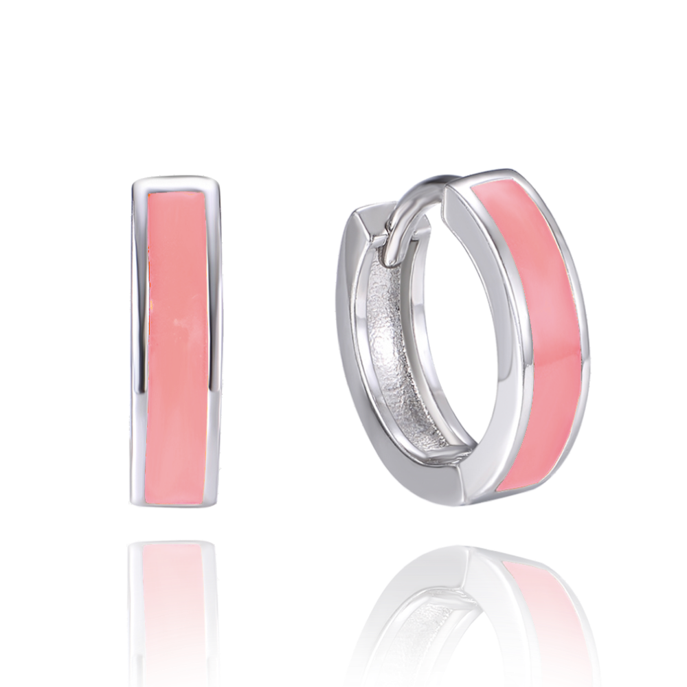 MINET Teen svítící růžové stříbrné náušnice KROUŽKY JMAN0464PE00
