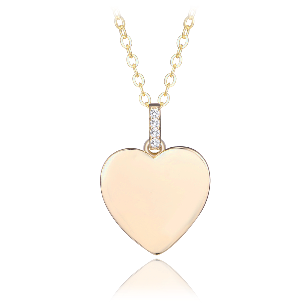 MINET Pozlacený stříbrný náhrdelník SRDCE s bílými zirkony JMAS0209GN45