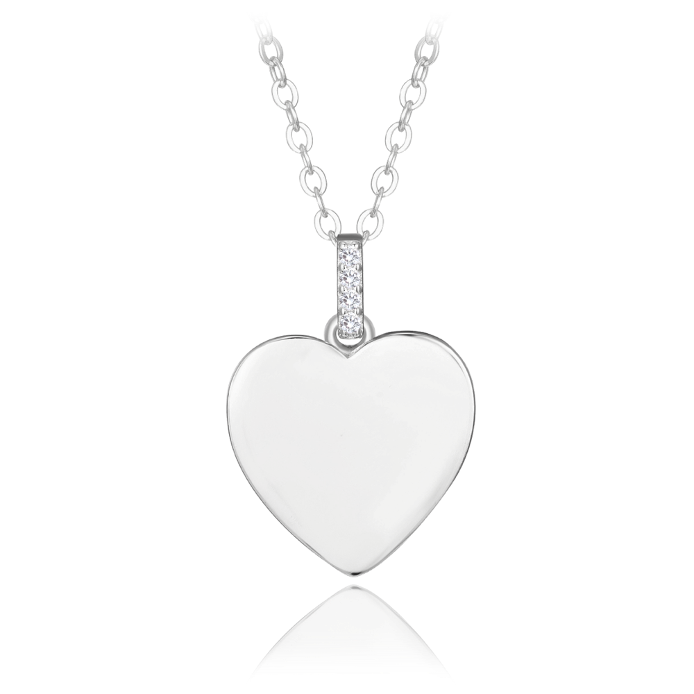 MINET Stříbrný náhrdelník SRDCE s bílými zirkony JMAS0209SN45