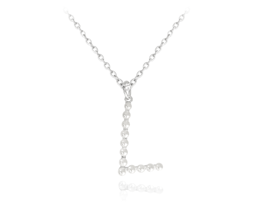 MINET Stříbrný náhrdelník písmeno &quot;L&quot; s perličkami