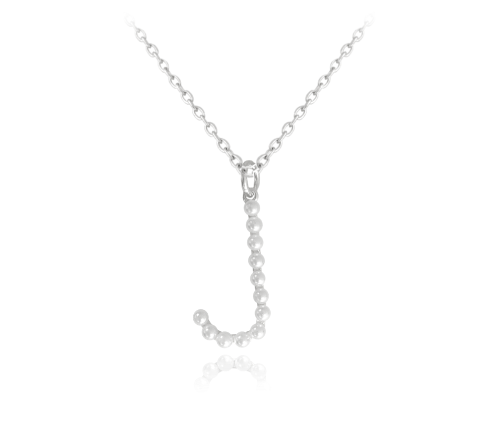 MINET Stříbrný náhrdelník písmeno &quot;J&quot; s perličkami