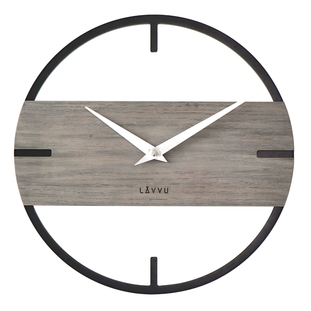 LAVVU Stylové dřevěné hodiny LOFT v industriálním vzhledu ⌀35cm LCT4011