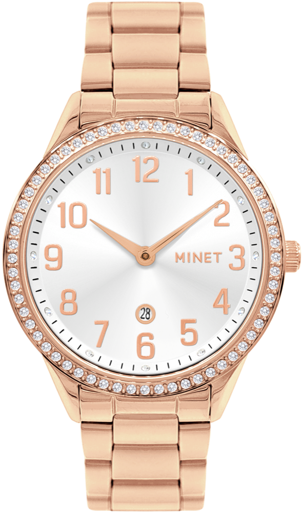 MINET Rose gold dámské náramkové hodinky AVENUE s čísly MWL5300