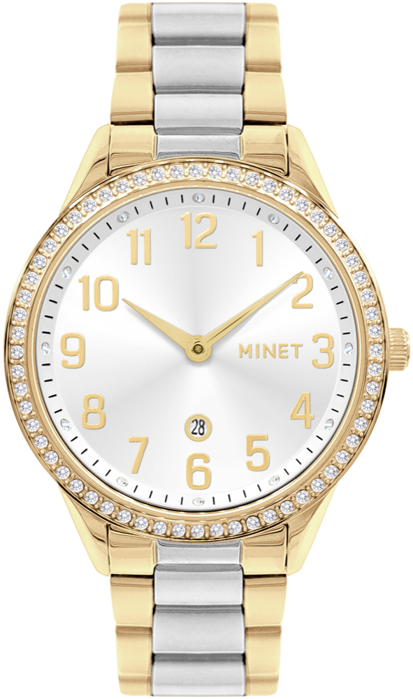 MINET Stříbrno-zlaté dámské hodinky AVENUE s čísly MWL5304