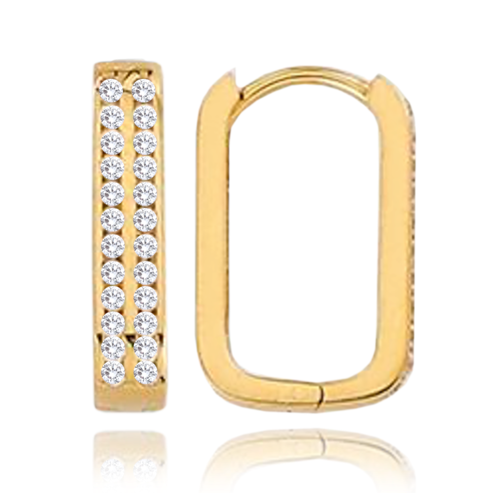 MINET Zlaté náušnice obdélníky s bílými zirkony Au 585/1000 2,00g JMG0050WGE02
