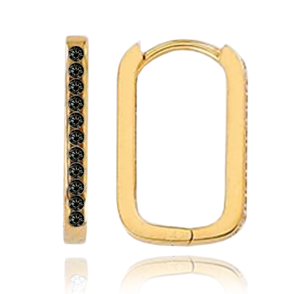 MINET Zlaté náušnice obdélníky s černými zirkony Au 585/1000 1,40g JMG0050BGE00