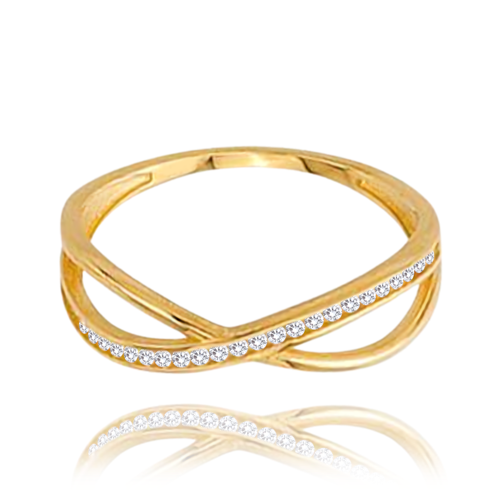 MINET Zlatý prsten s bílými zirkony Au 585/1000 vel. 57 - 1,60g JMG0096WGR57