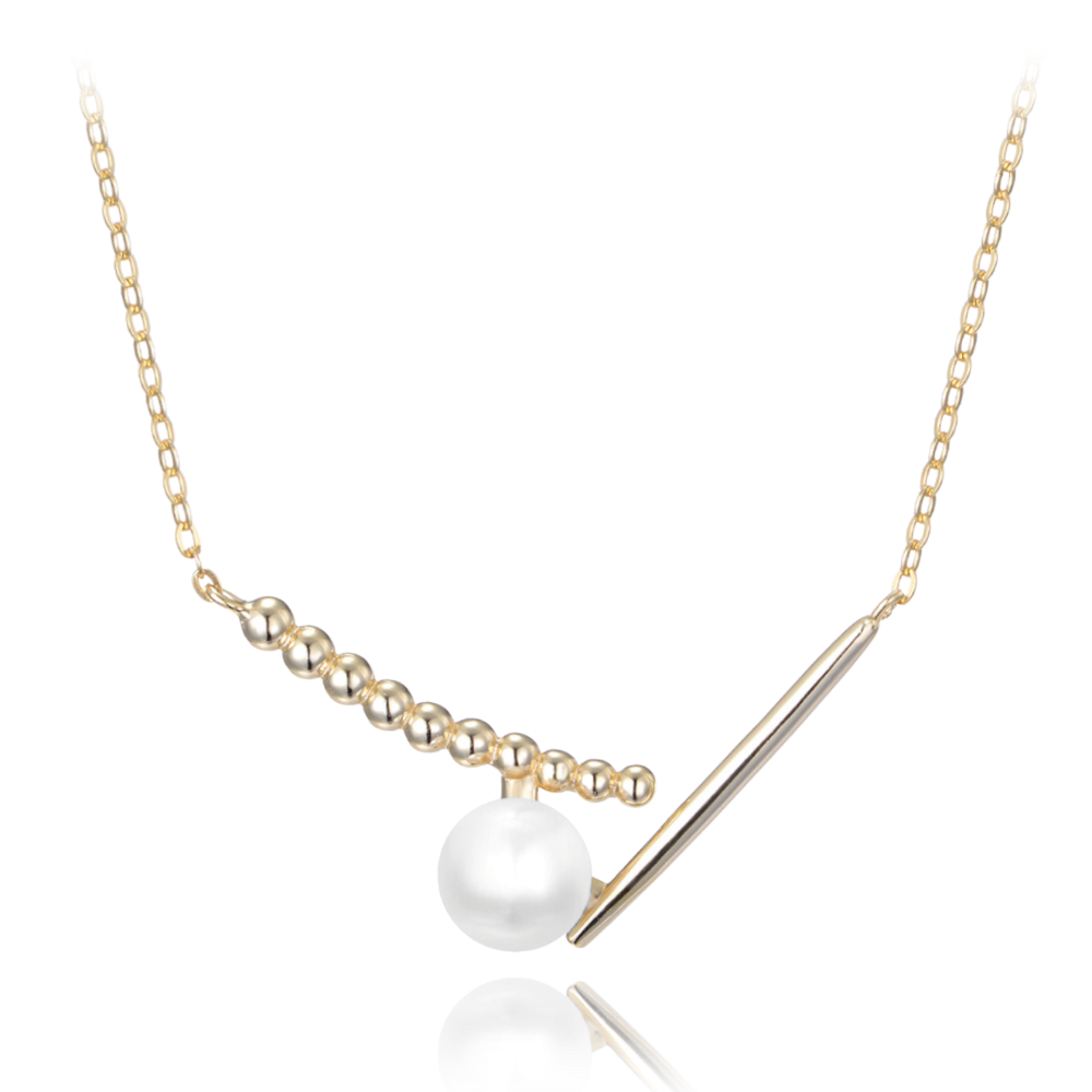 MINET Pozlacený stříbrný náhrdelník s přírodními perlami JMAS7046GN45