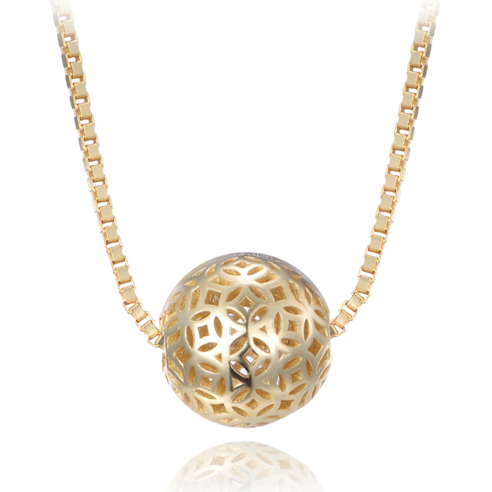 MINET Pozlacený stříbrný náhrdelník kulička JMAS0217GN45