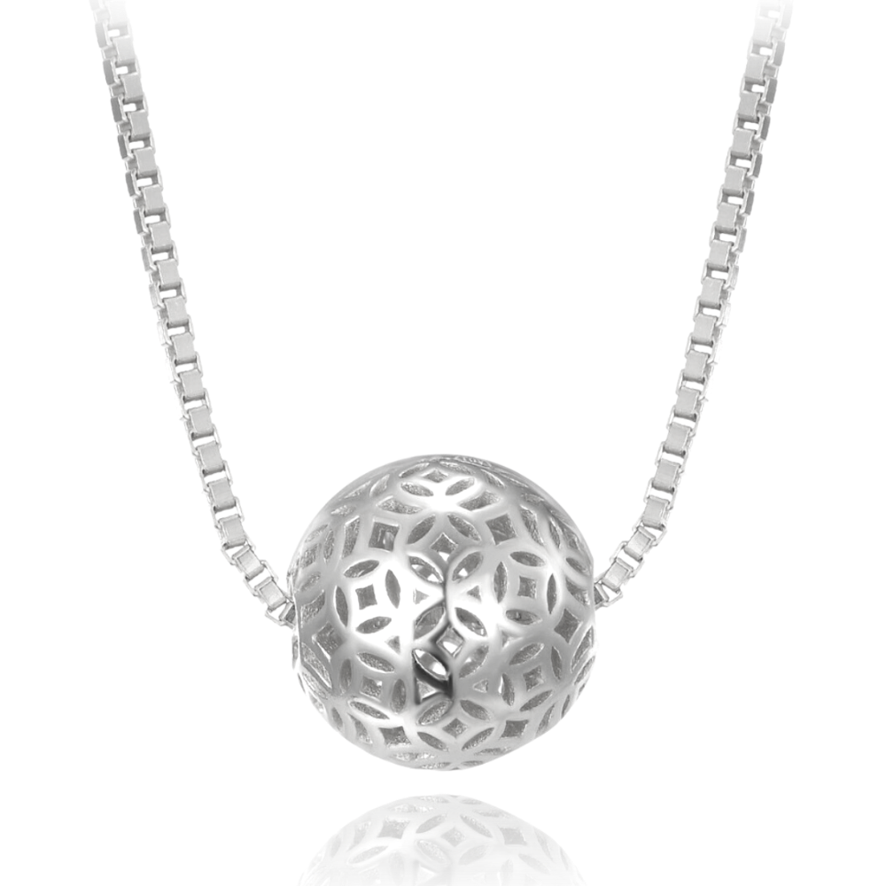 MINET Stříbrný náhrdelník kulička JMAS0217SN45
