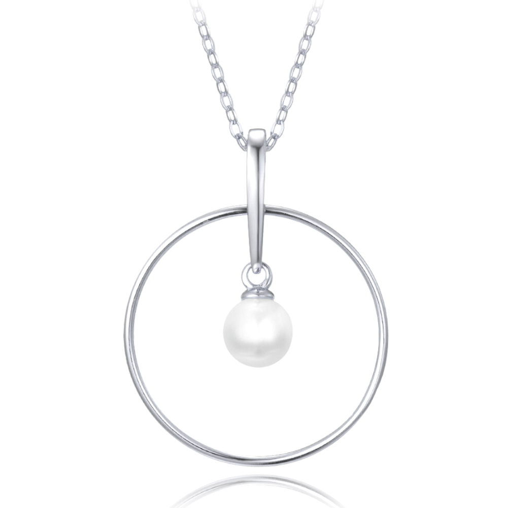 MINET Stříbrný náhrdelník s přírodními perlami JMAS7045SN45