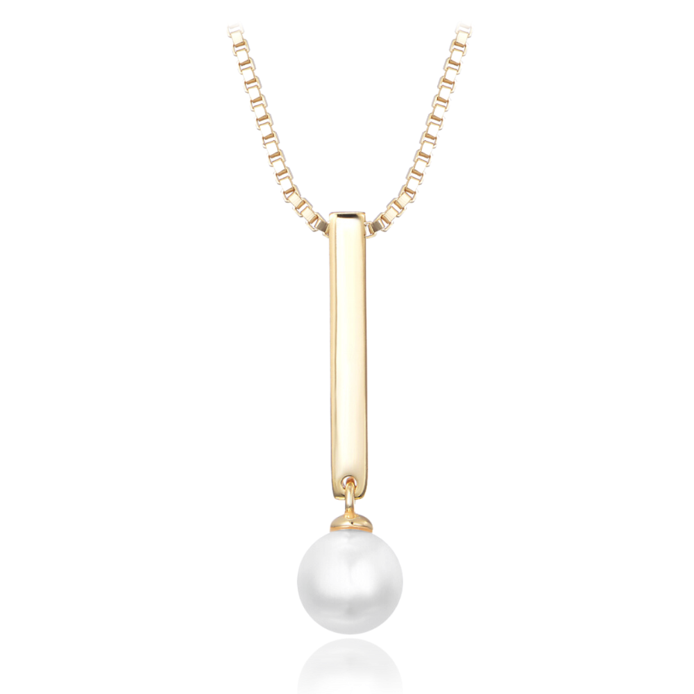 MINET Pozlacený stříbrný náhrdelník s přírodní perlou JMAS7048GN45