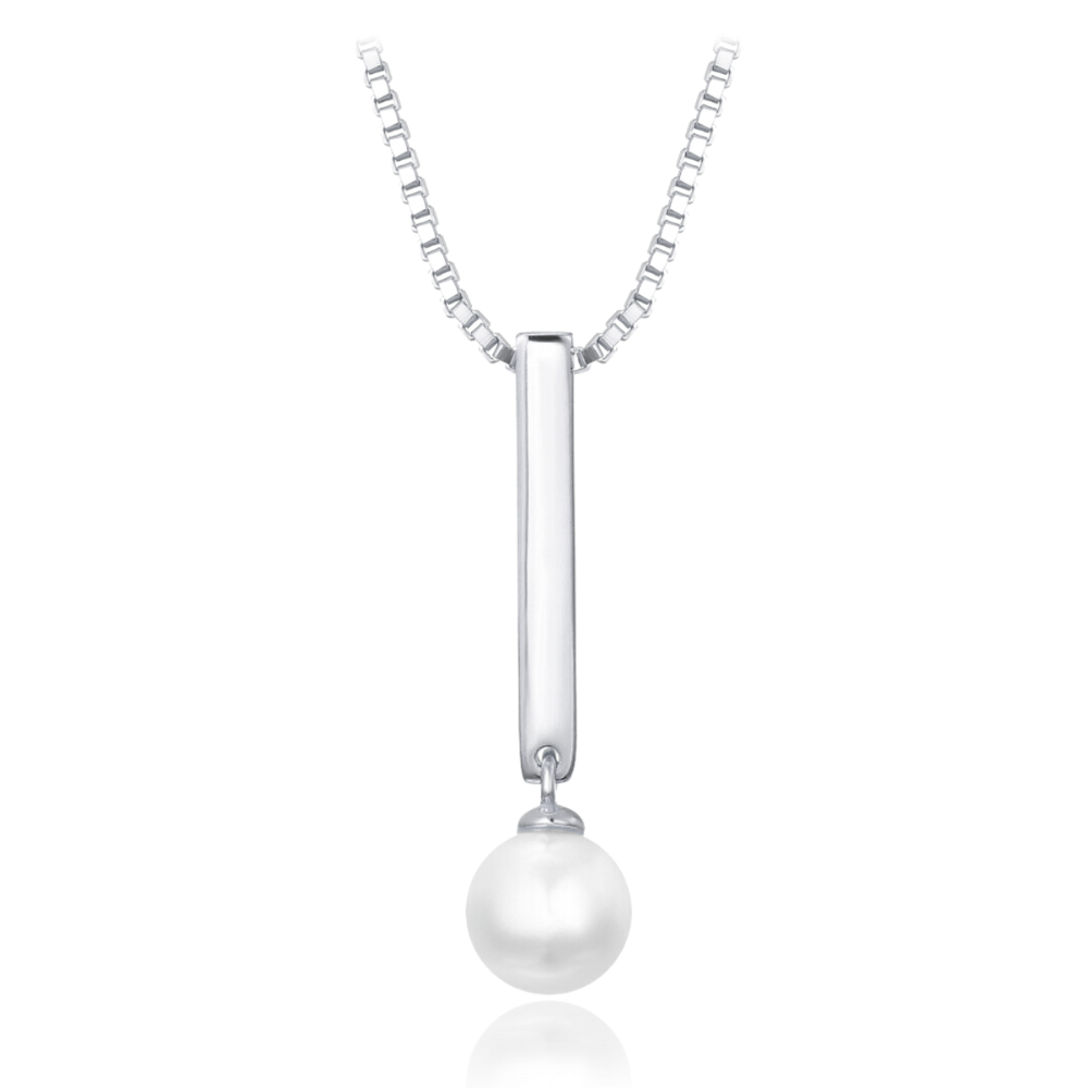 MINET Stříbrný náhrdelník s přírodní perlou JMAS7048SN45
