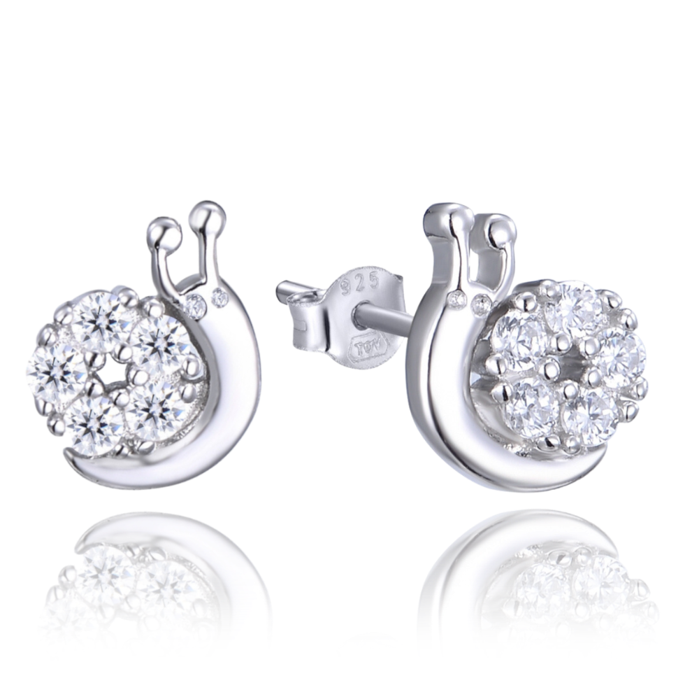 MINET Stříbrné náušnice ŠNECI se zirkony JMAN0345HE00