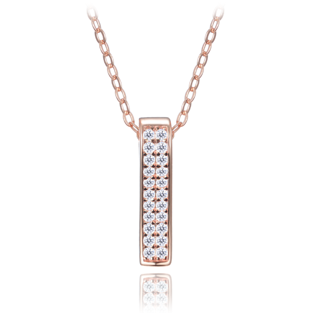 MINET Rose gold stříbrný náhrdelník se zirkonem JMAS0210RN45