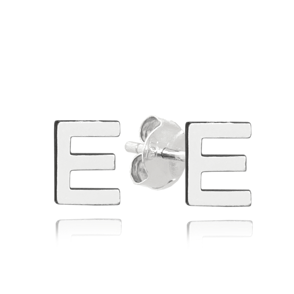 MINET Stříbrné náušnice písmeno "E" JMAS900ESE00