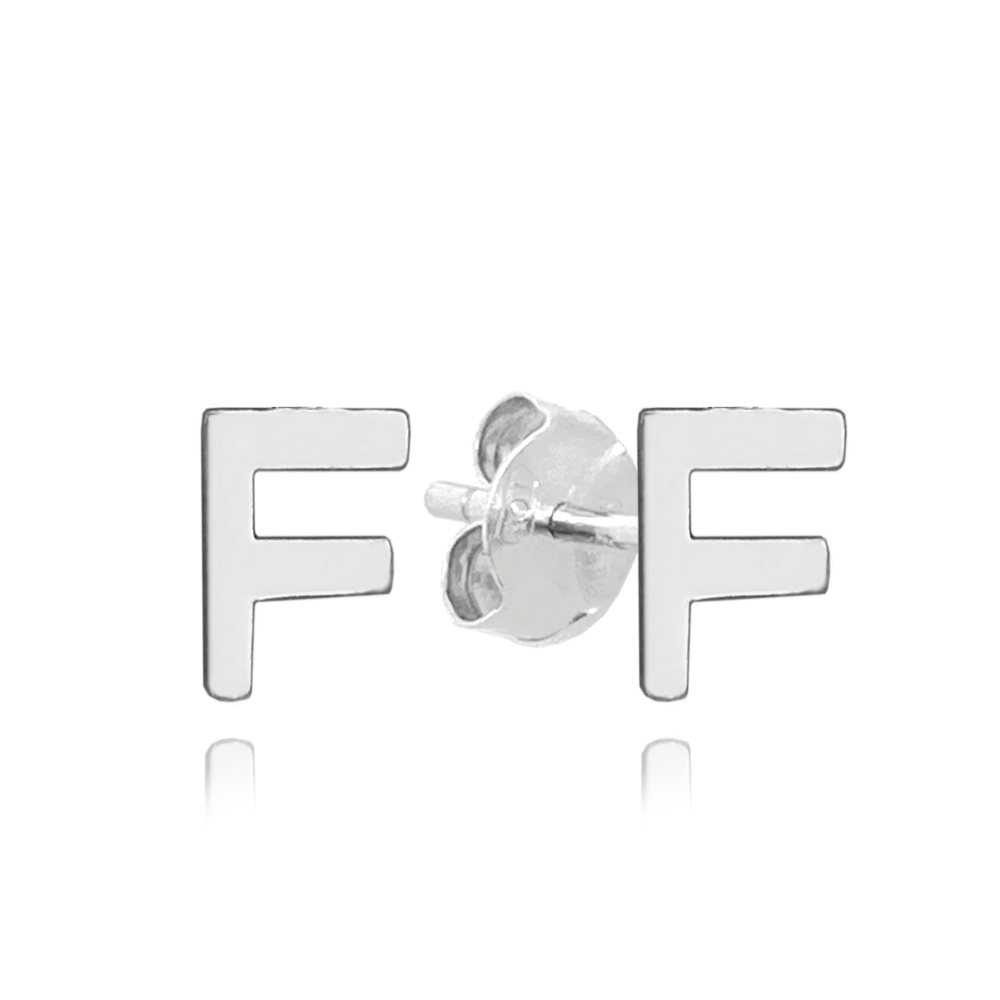MINET Stříbrné náušnice písmeno "F" JMAS900FSE00
