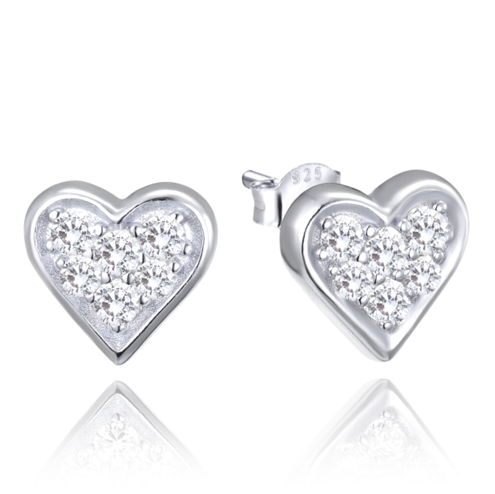 MINET Stříbrné náušnice srdíčka se zirkony