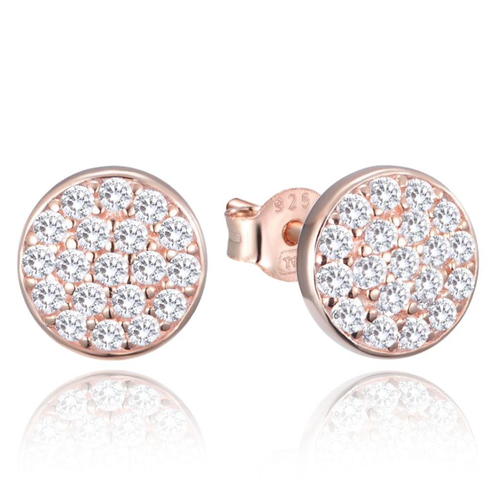 MINET Rose gold stříbrné náušnice se zirkony