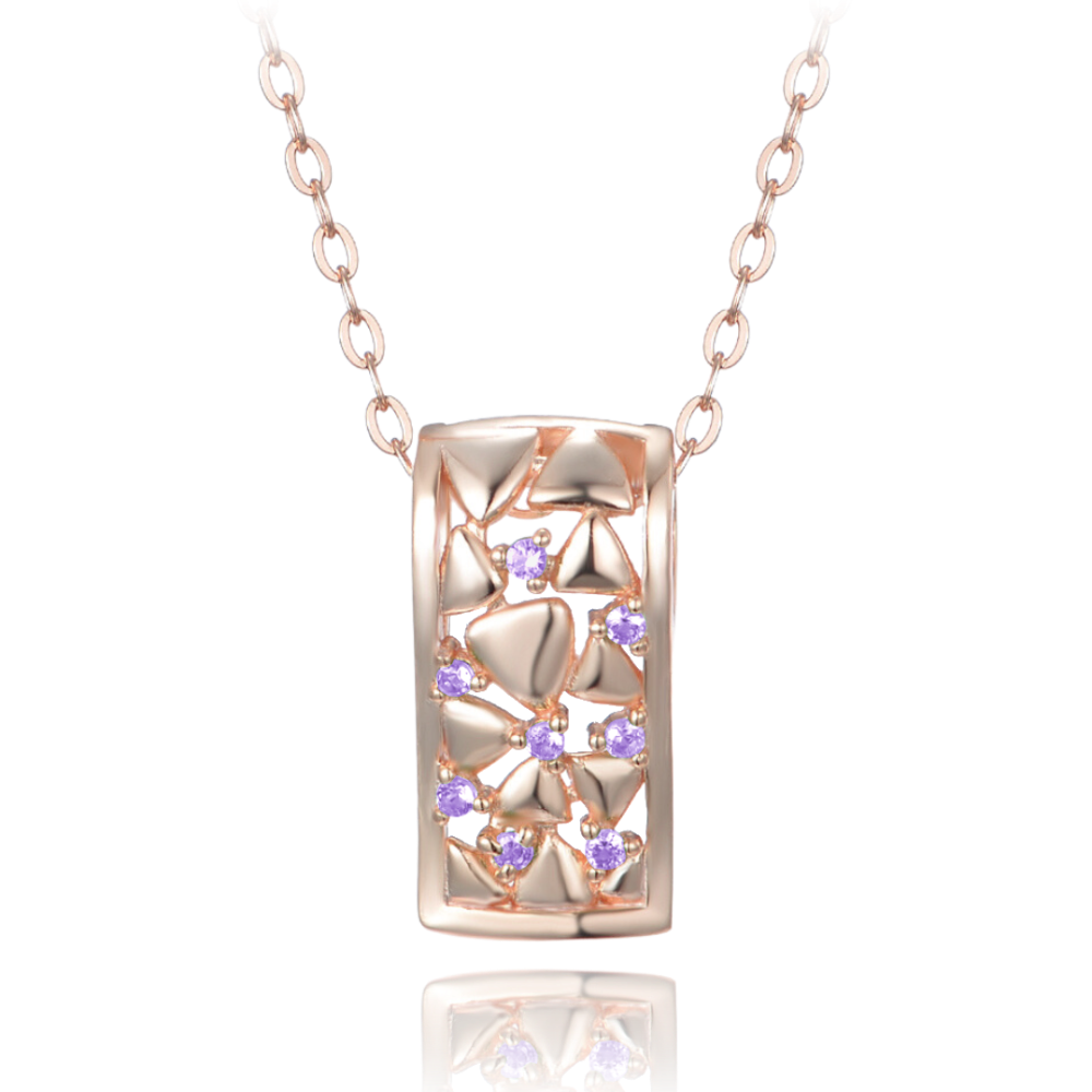 MINET Rose gold stříbrný náhrdelník se zirkony JMAS0212RN45