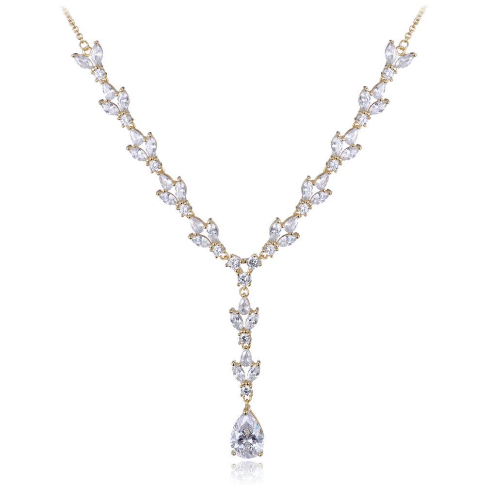 MINET Luxusní pozlacený stříbrný náhrdelník se zirkony Ag 925/1000 16,05g JMAS0213GN45