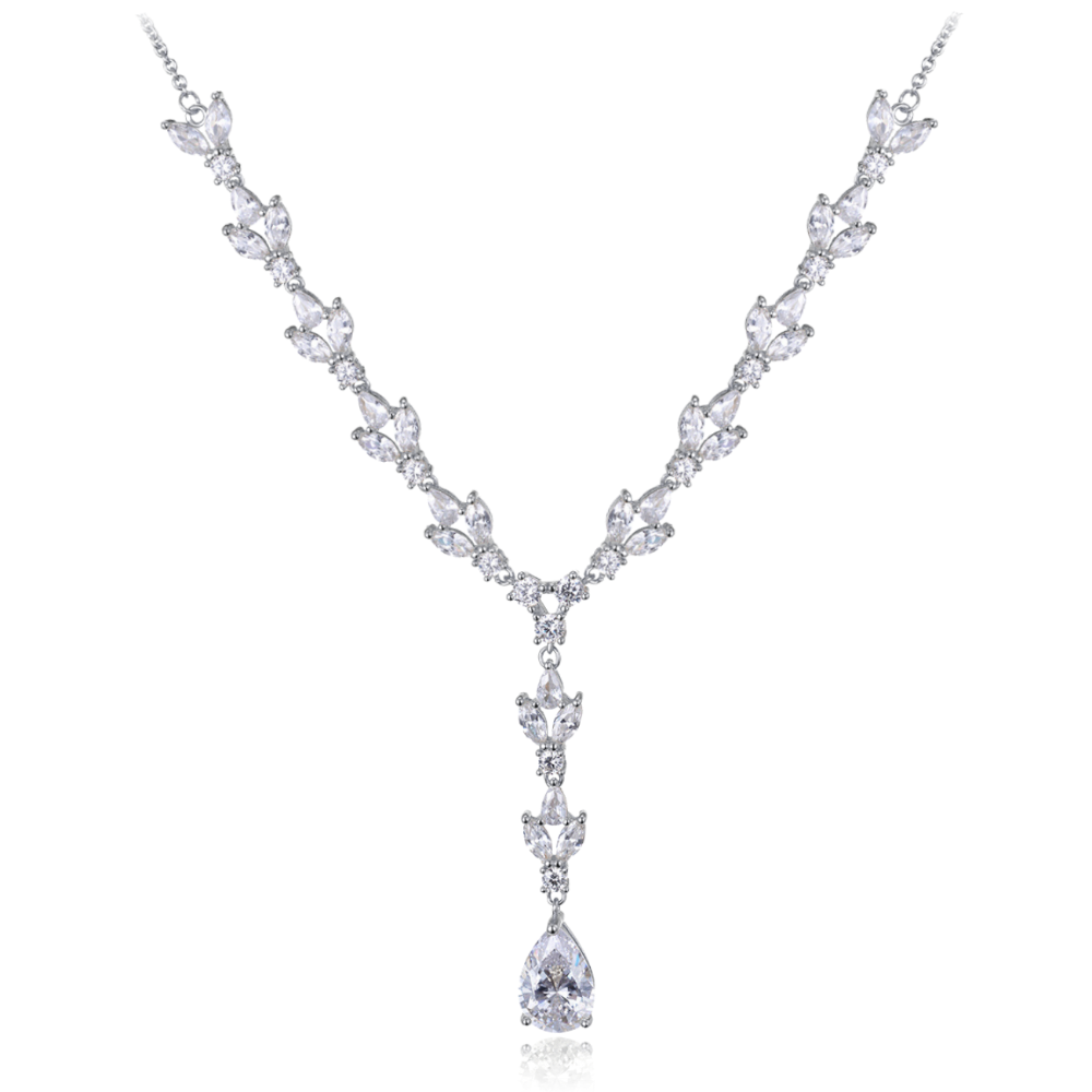 MINET Luxusní stříbrný náhrdelník se zirkony Ag 925/1000 16,05g JMAS0213SN45