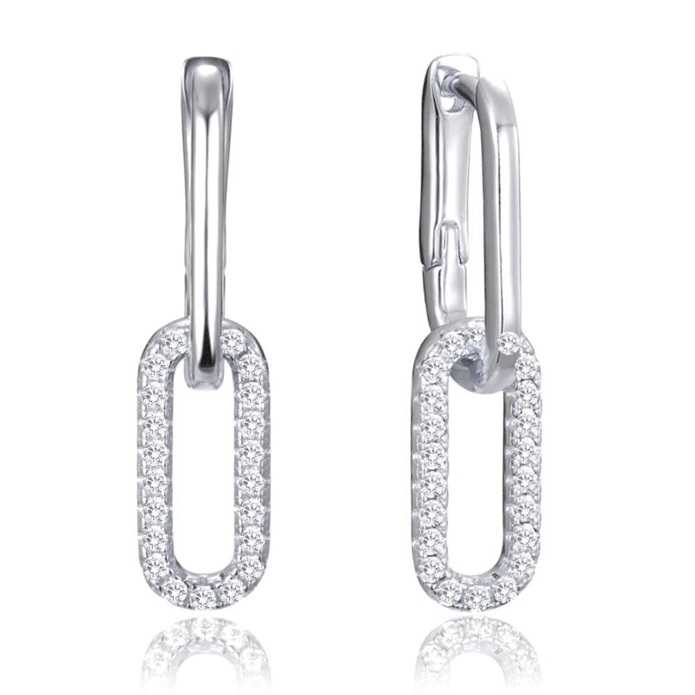 MINET Stříbrné náušnice v italském stylu s bílými zirkony JMAS0215SE00