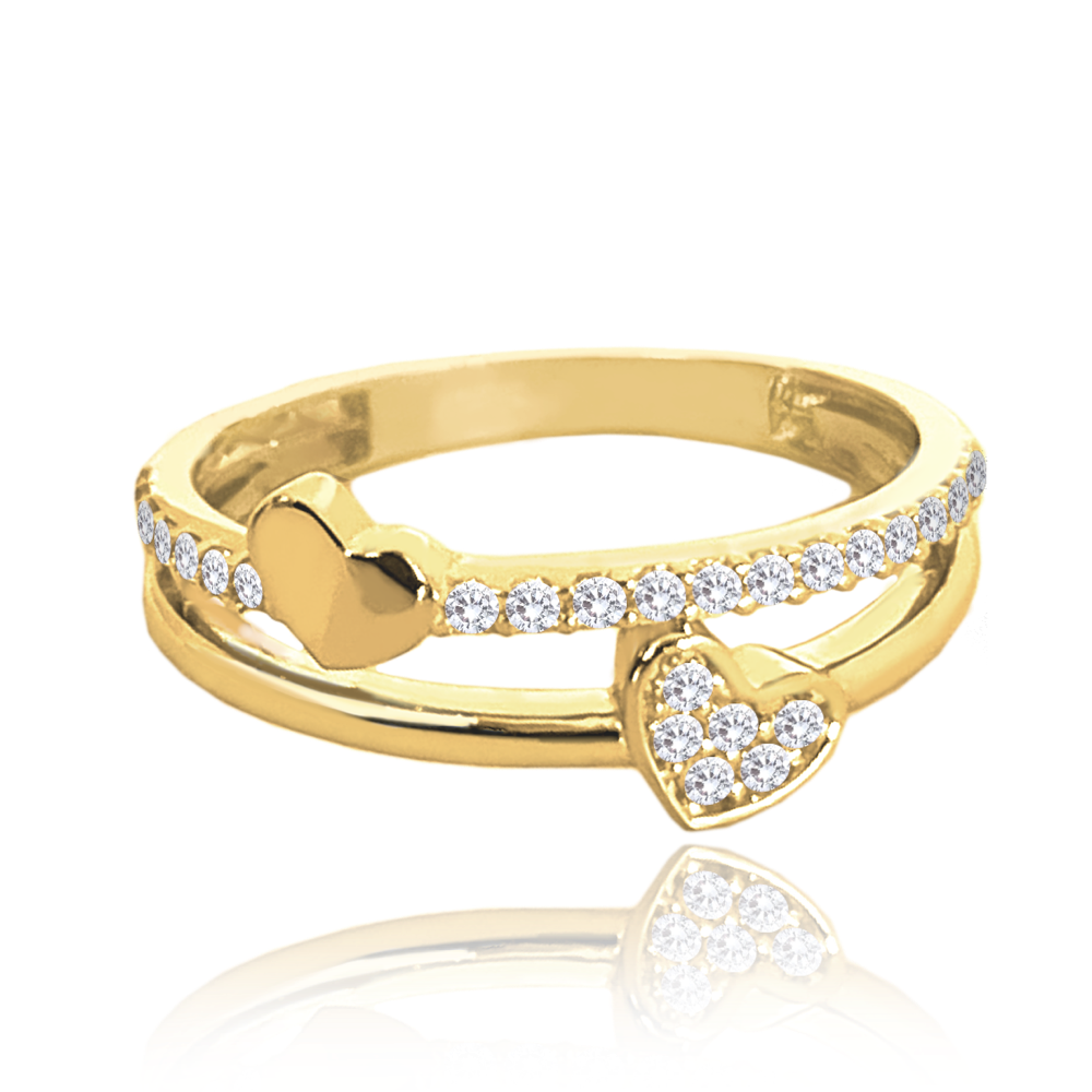 MINET Zlatý prsten se srdíčky a bílými zirkony Au 585/1000 vel. 55 - 1,95g JMG0109WGR55