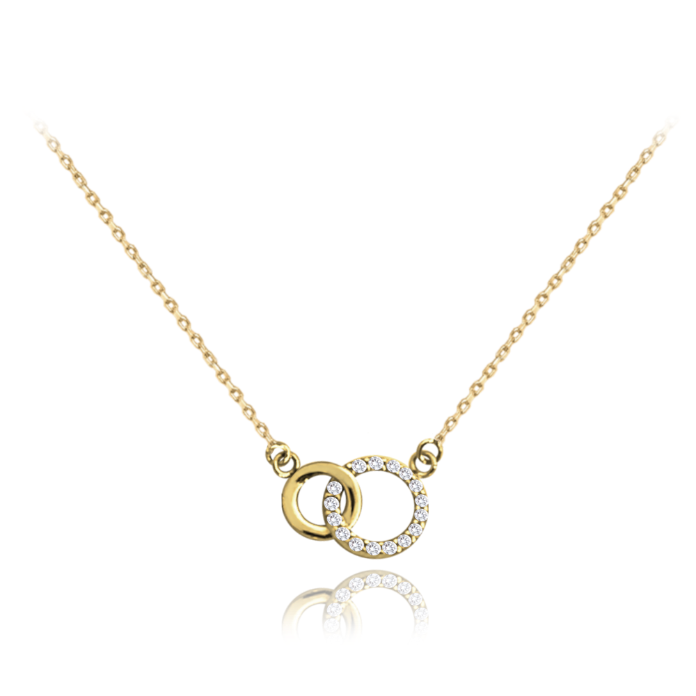 MINET Zlatý náhrdelník kroužky s bílými zirkony Au 585/1000 1,65g JMG0124WGN45