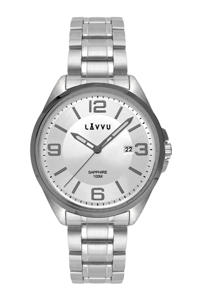 LAVVU Pánské hodinky se safírovým sklem HERNING Grey LWM0097