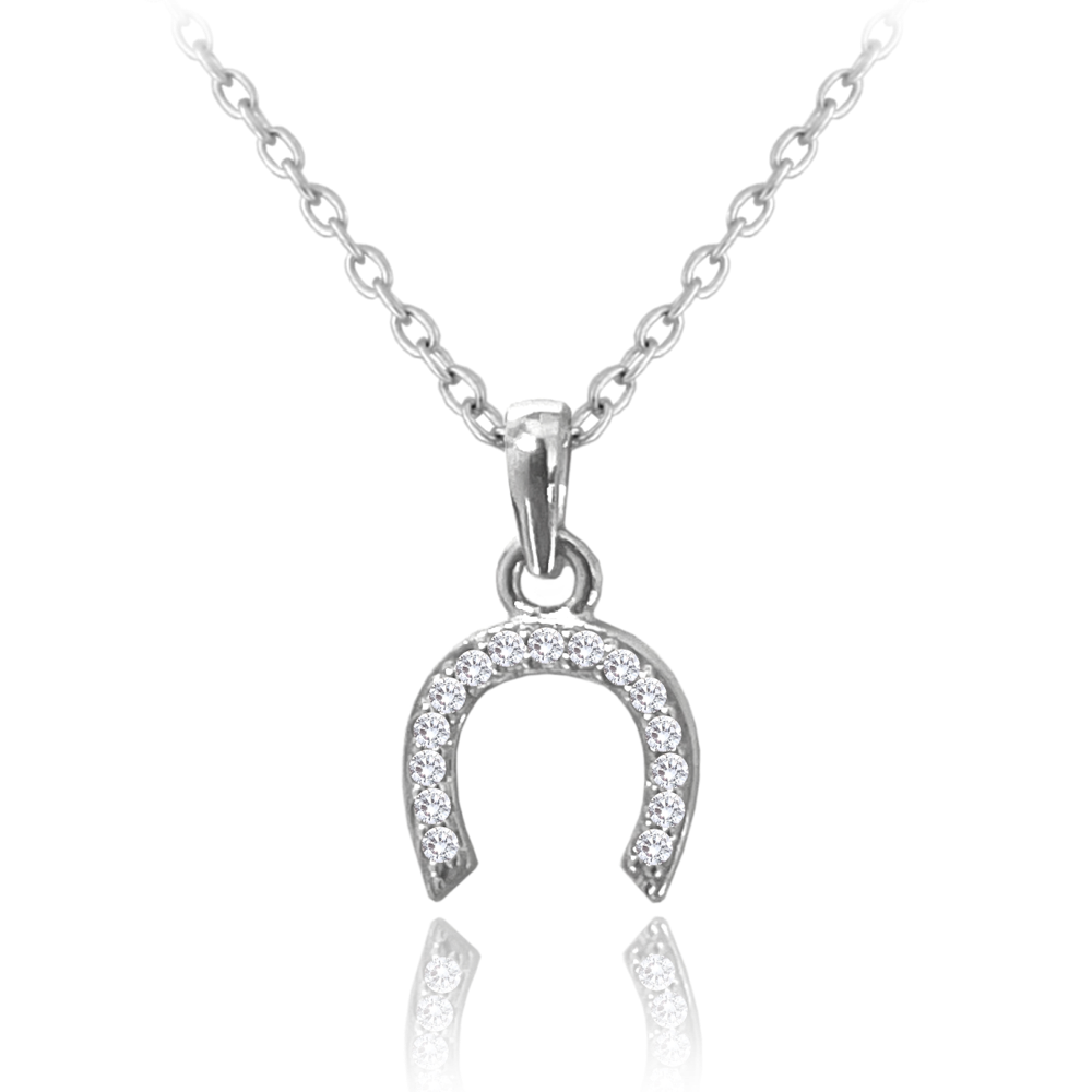 MINET Stříbrný náhrdelník podkova se zirkony JMAN0499SN45