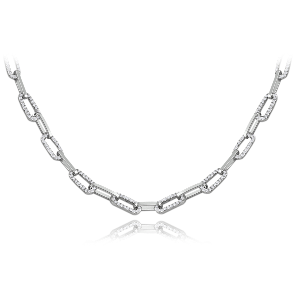 MINET Luxusní stříbrný náhrdelník se zirkony Ag 925/1000 14,10g JMAS0225SN45