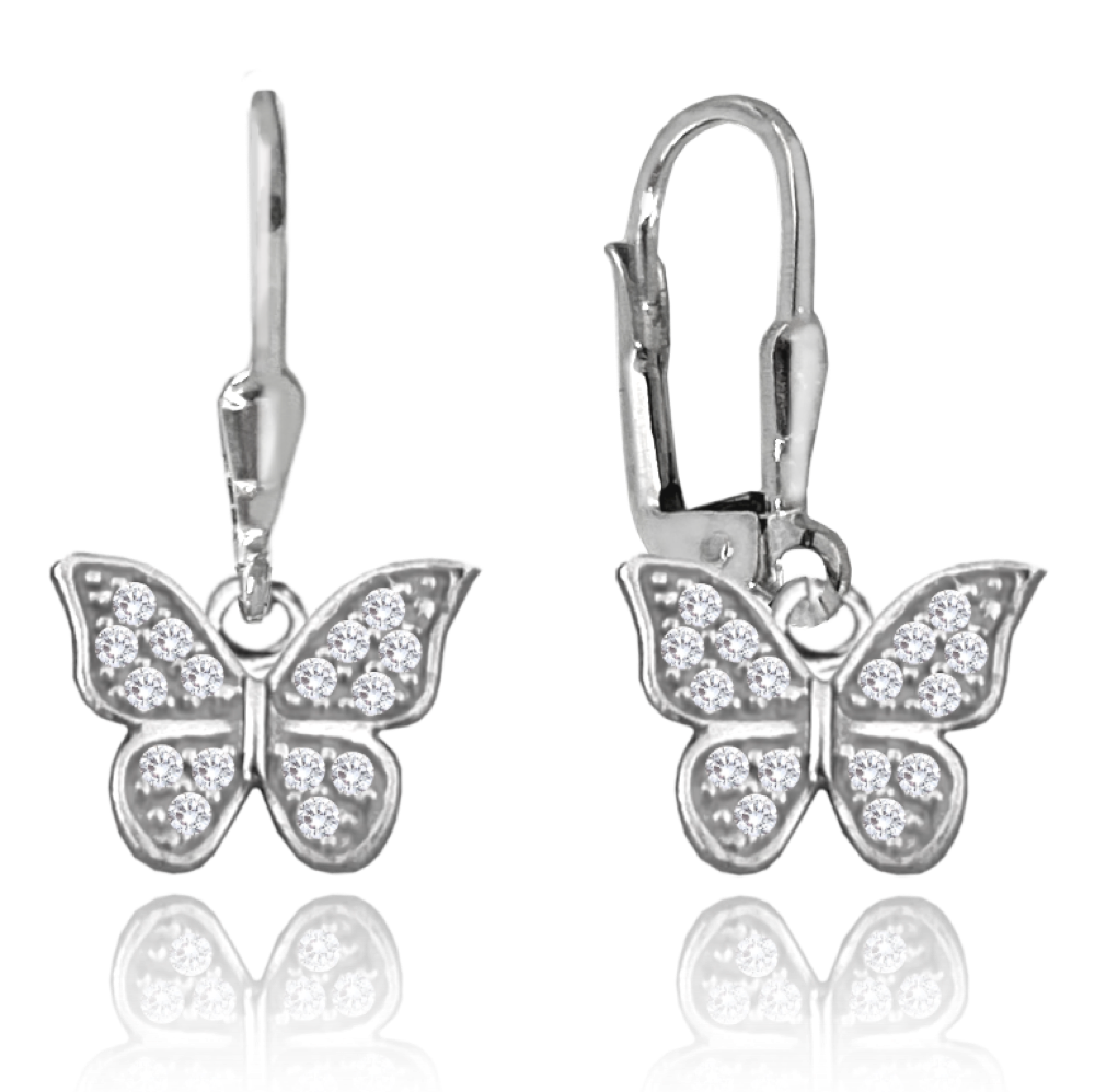 MINET Stříbrné náušnice motýlci se zirkony JMAD0045SE00