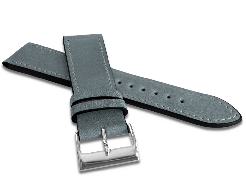 LAVVU Šedý prošitý řemínek SLIM z luxusní kůže Top Grain - 22 LSZUA22