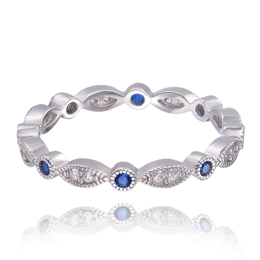 MINET Stříbrný prsten s modrými zirkony vel. 51 JMAN0508BR51