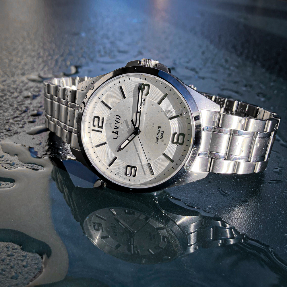 LAVVU Pánské hodinky se safírovým sklem HERNING Grey LWM0097